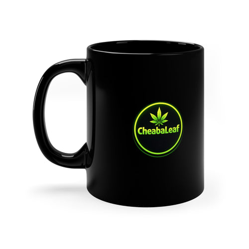 Black Mug — CheabaLeaf Neon Logo Coffee Cup (11 oz)