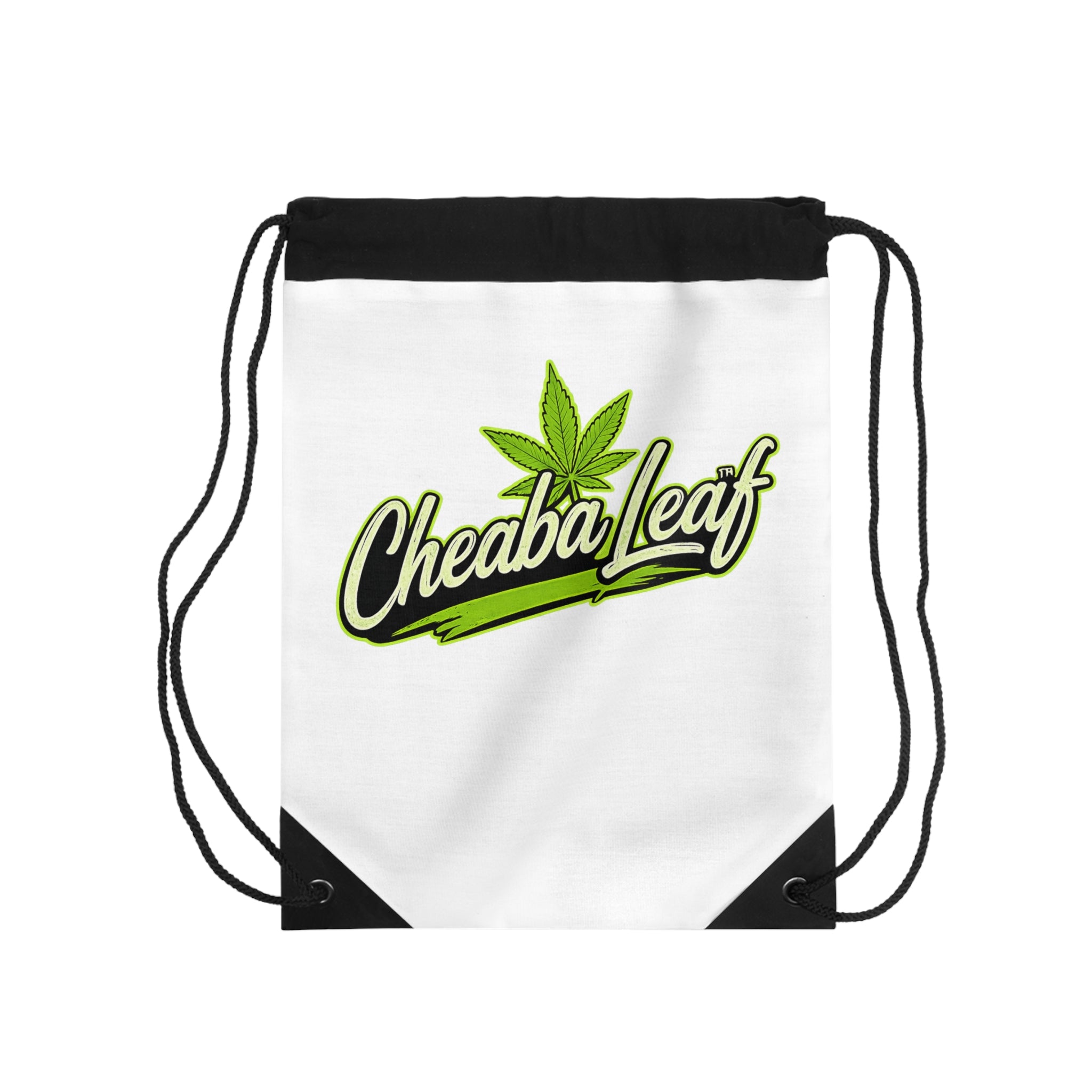 Cheeba Leaf Drawstring Bag — Cannabis Leaf Logo Gym & Festival Cinch Sack