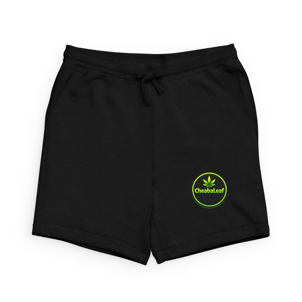 Chebacleaf Badge Logo Black Sweatshorts – Casual Cannabis Logo Lounge Shorts