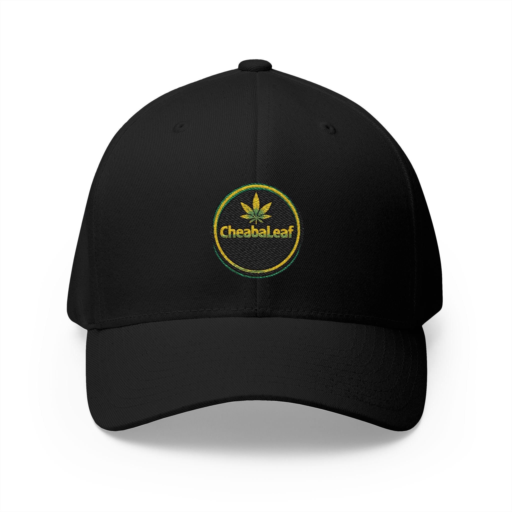 Embroidered 'Cheaba Leaf' Badge Logo Cannabis Cap — Structured Closed-Back Hat