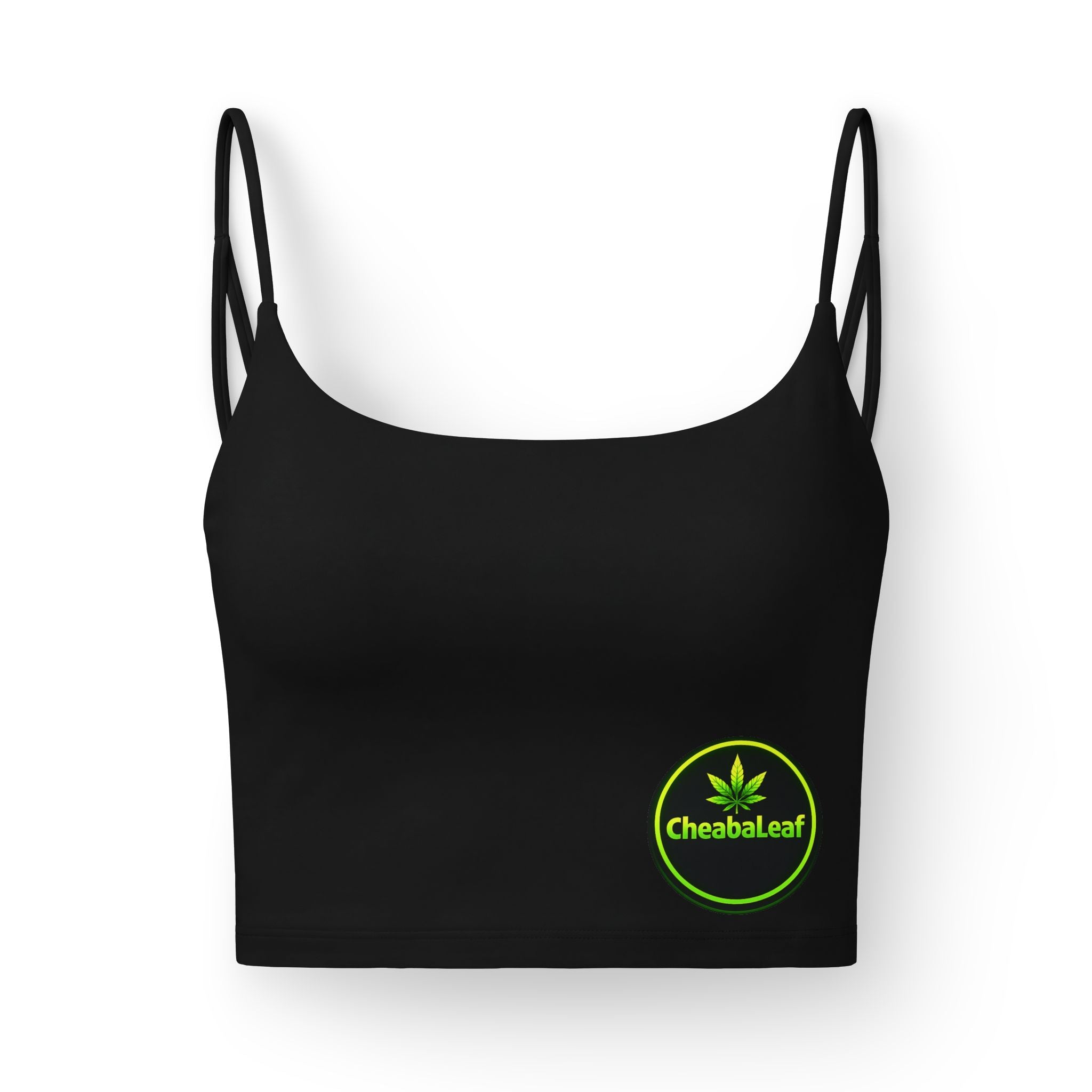 Crop Bra — CheebaLeaf Green Cannabis Badge Logo