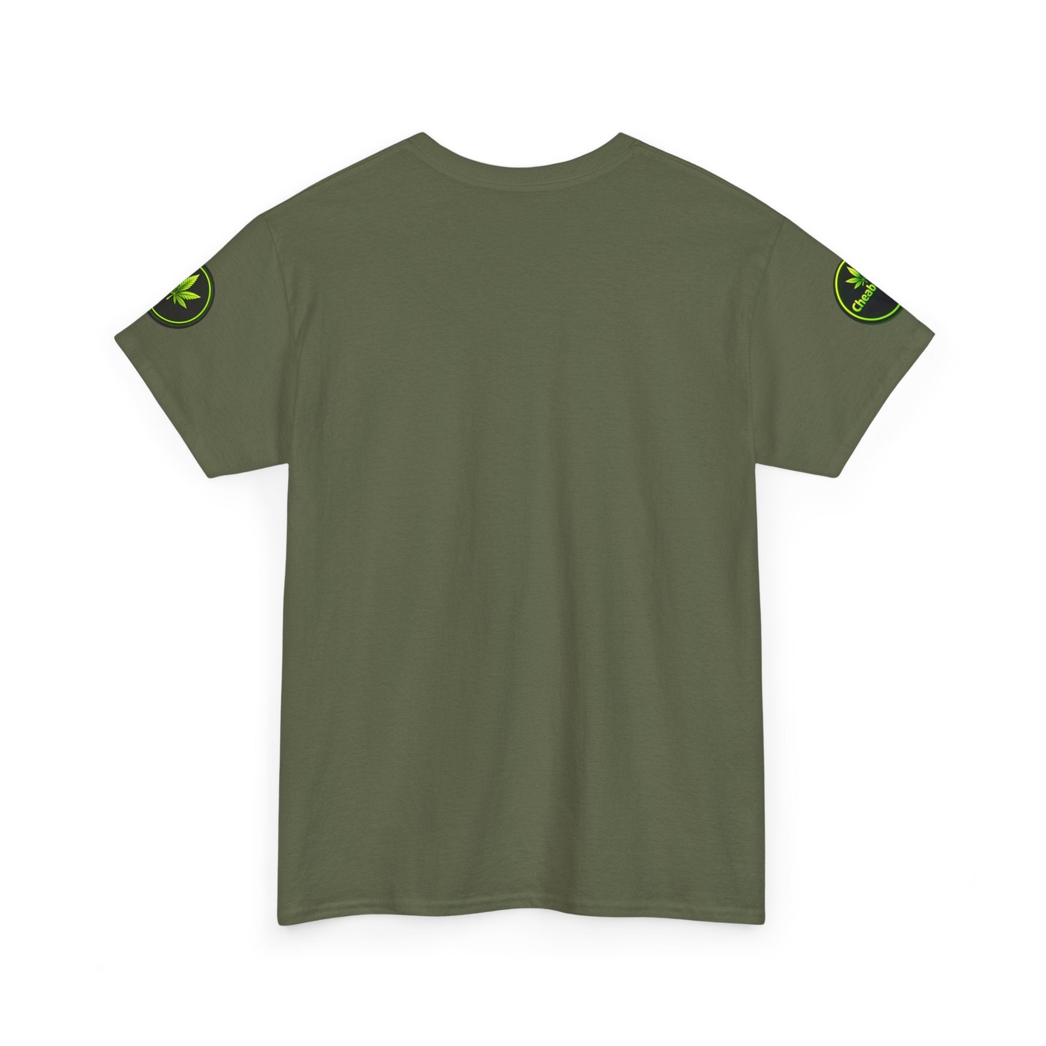 Cheaba Leaf  Graphic Tee — Retro Cannabis Script Logo Front T‑Shirt
