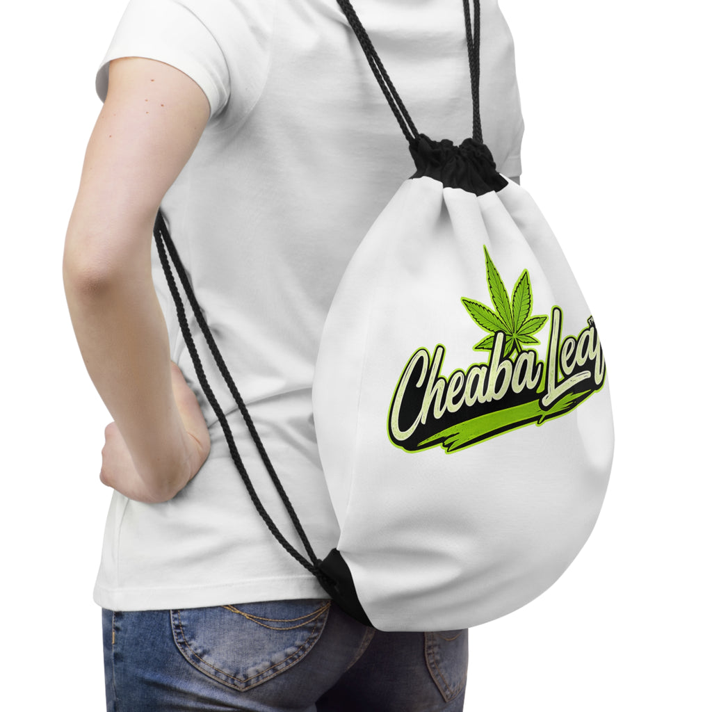 Cheeba Leaf Drawstring Bag — Cannabis Leaf Logo Gym & Festival Cinch Sack