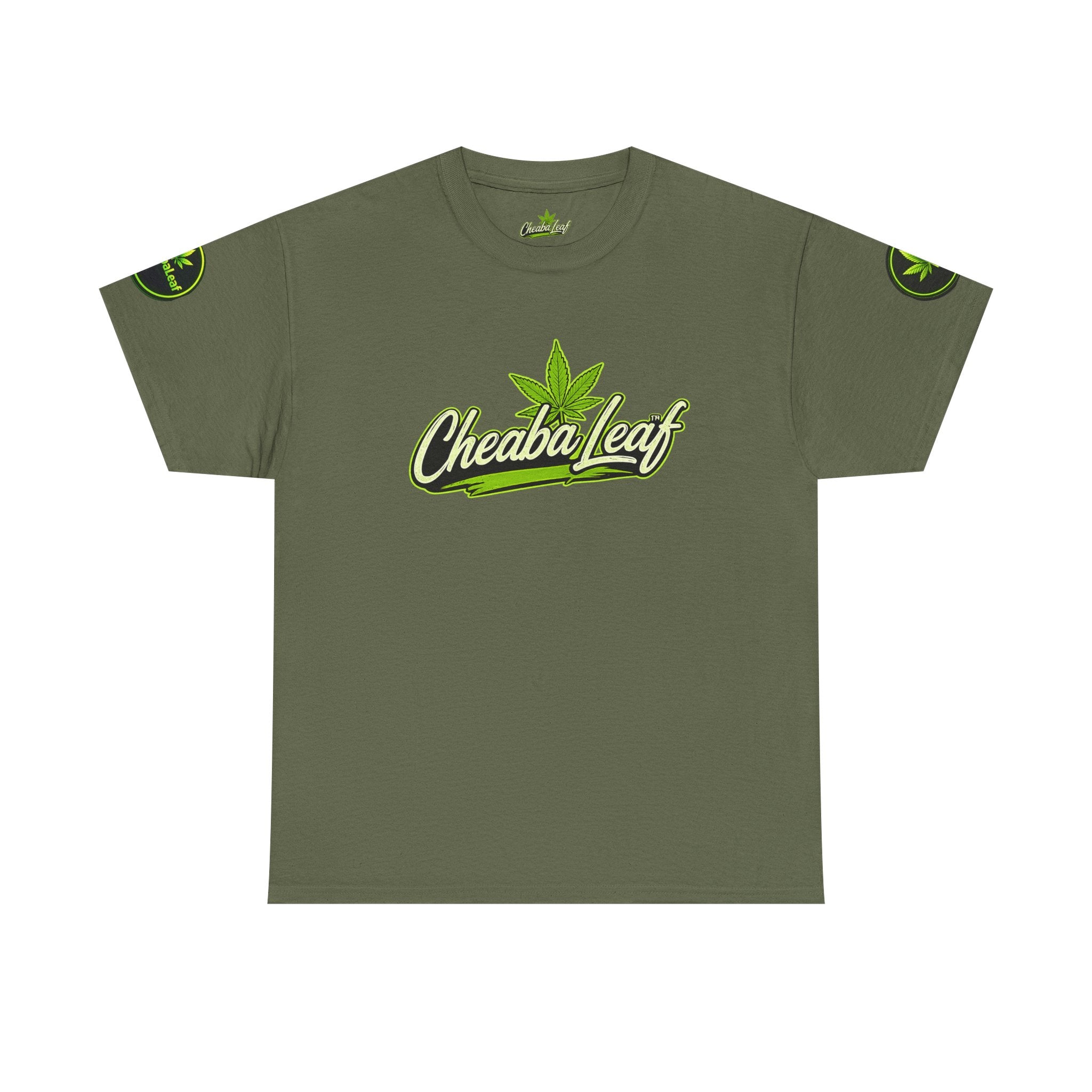 Cheaba Leaf™ Scipt Logo 360 Script Badge Unisex Heavy Cotton Tee – Premium Fit | Streetwear Cannabis Brand