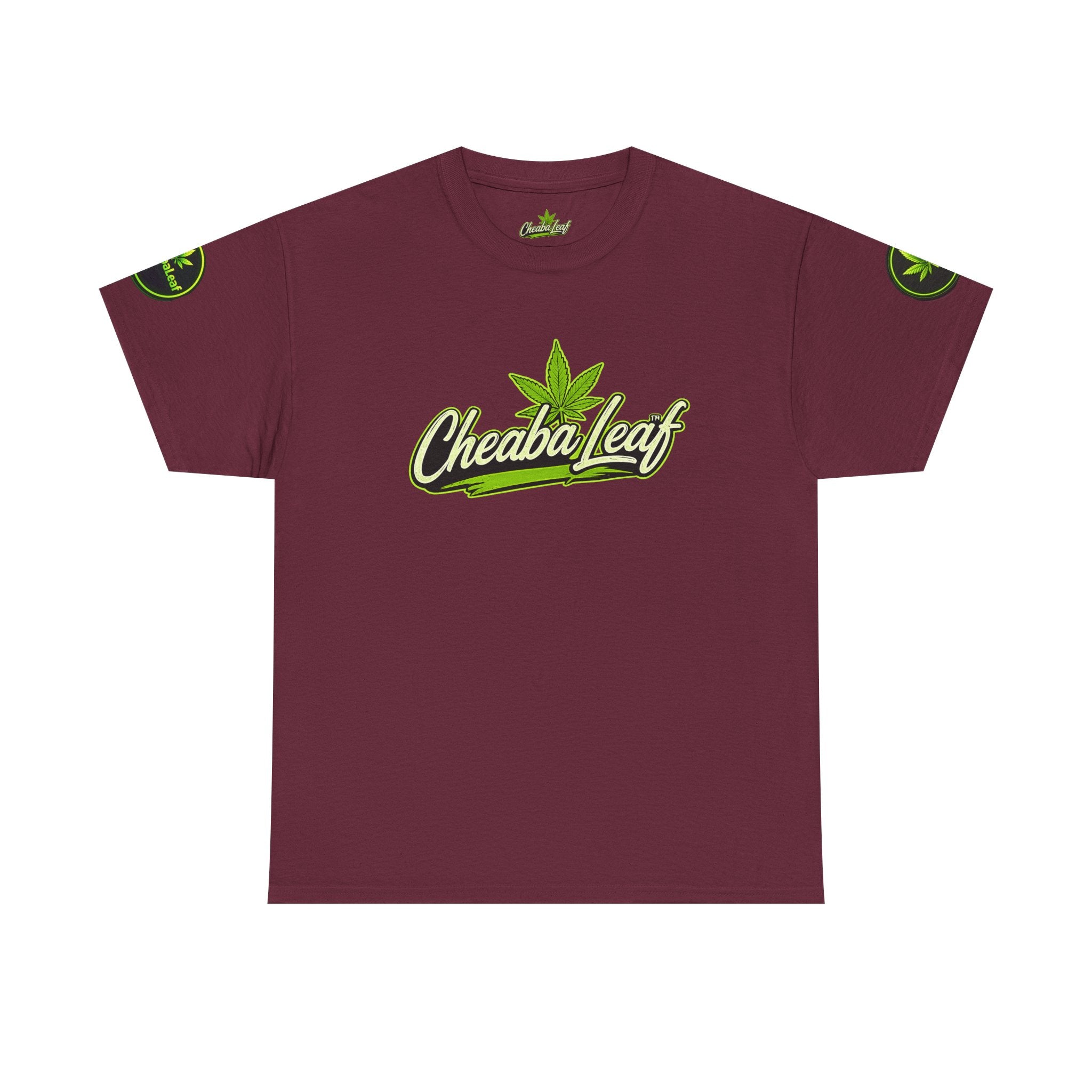 Cheaba Leaf™ Scipt Logo 360 Script Badge Unisex Heavy Cotton Tee – Premium Fit | Streetwear Cannabis Brand