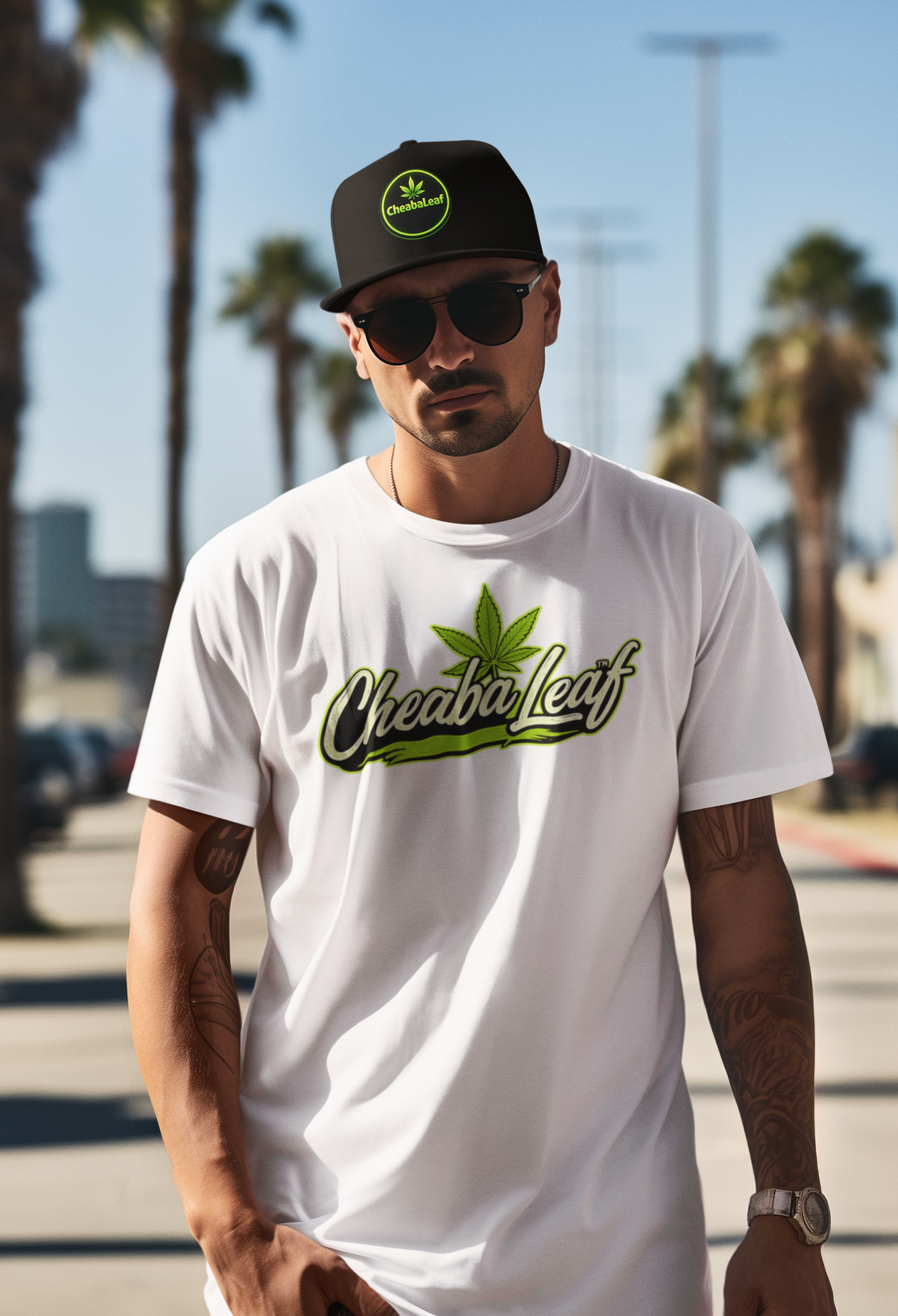 Embroidered 'Cheaba Leaf' Badge Logo Cannabis Cap — Structured Closed-Back Hat