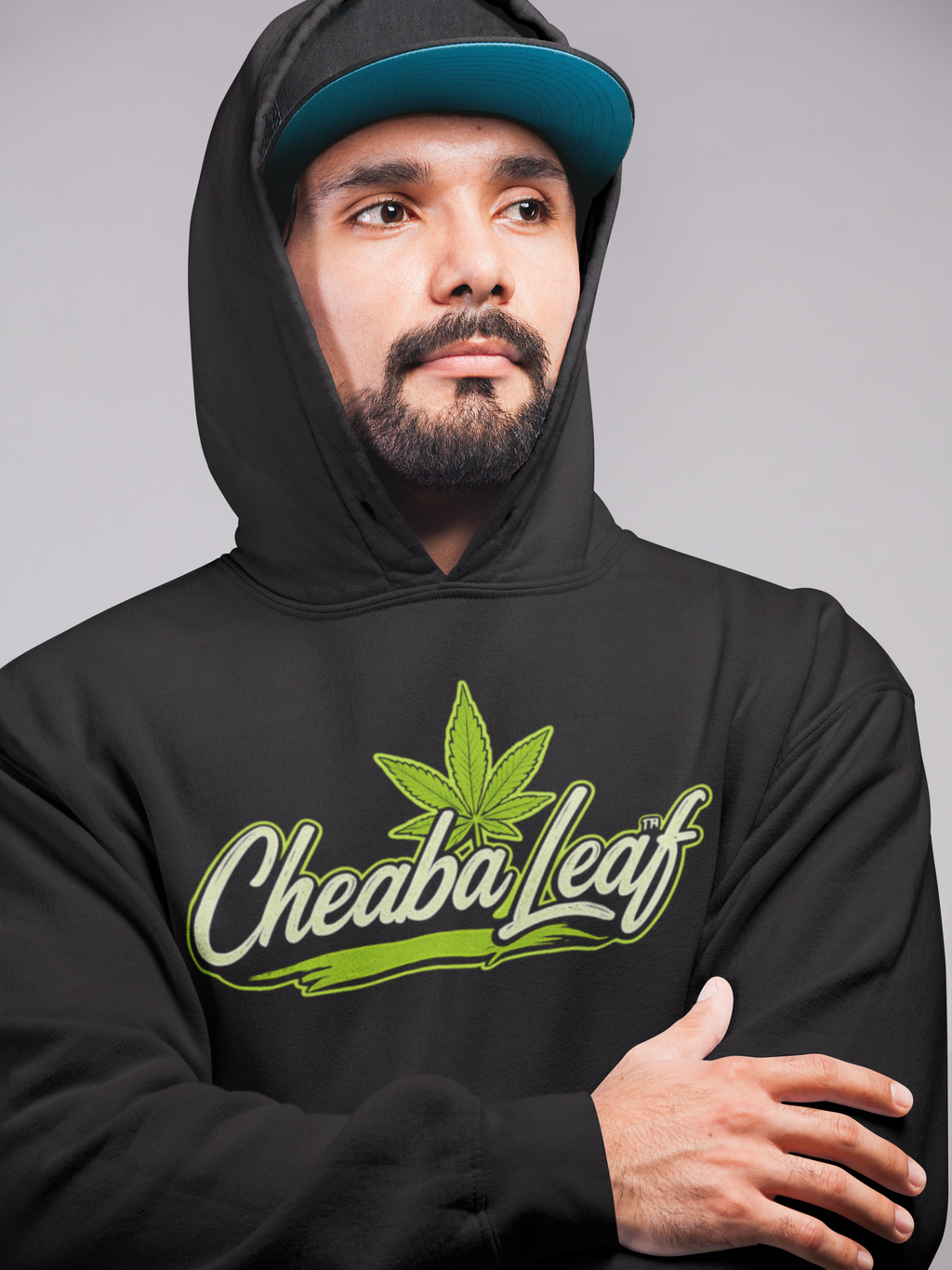 Cheaba Leaf 360 Hoodie - Green Cannabis Script Logo Pullover