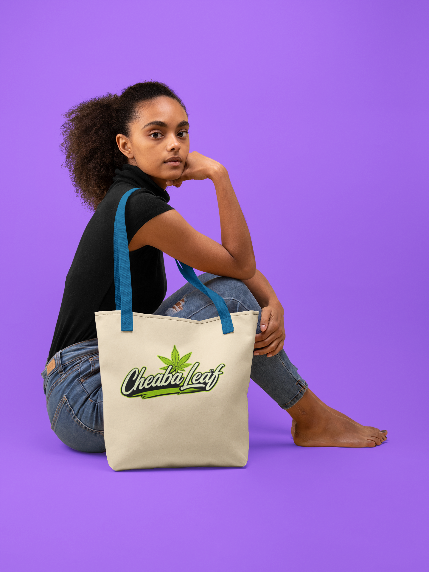 Cheba Leaf Canvas Tote Bag – Eco-Friendly Marijuana Leaf Grocery & Market Tote