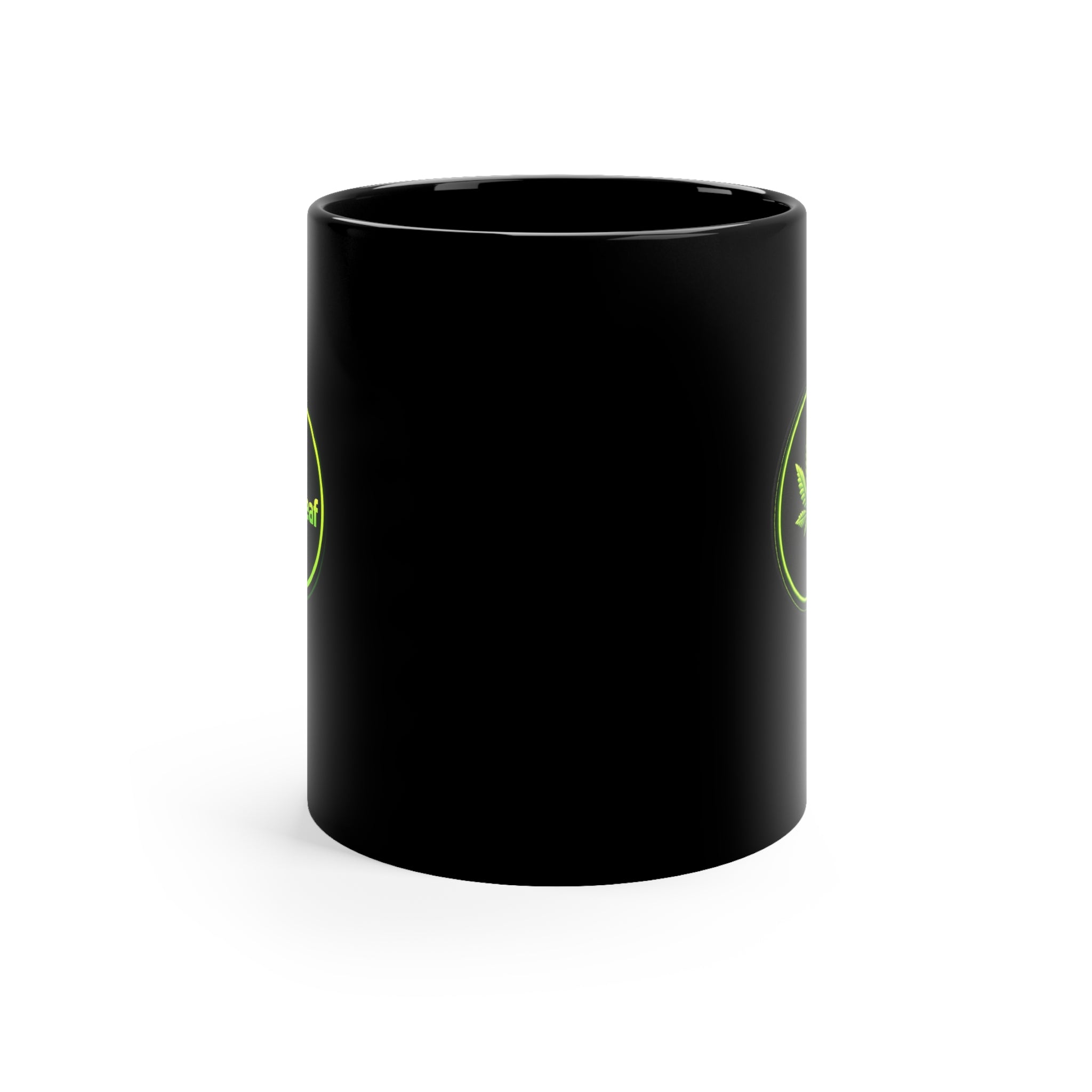 Black Mug — CheabaLeaf Neon Logo Coffee Cup (11 oz)