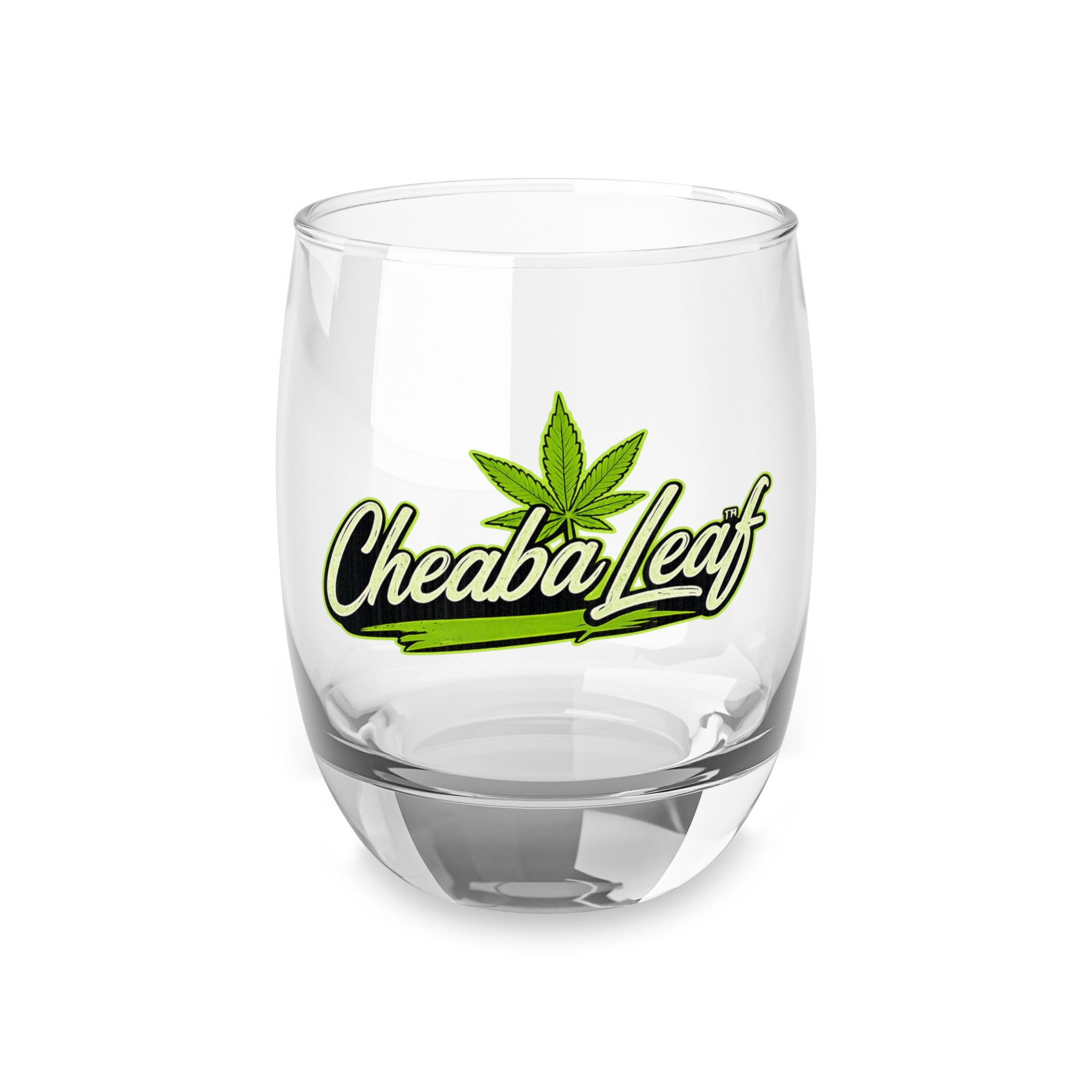 Cheaba Leaf Whiskey Glass – Cannabis Logo Stemless Rocks Glass