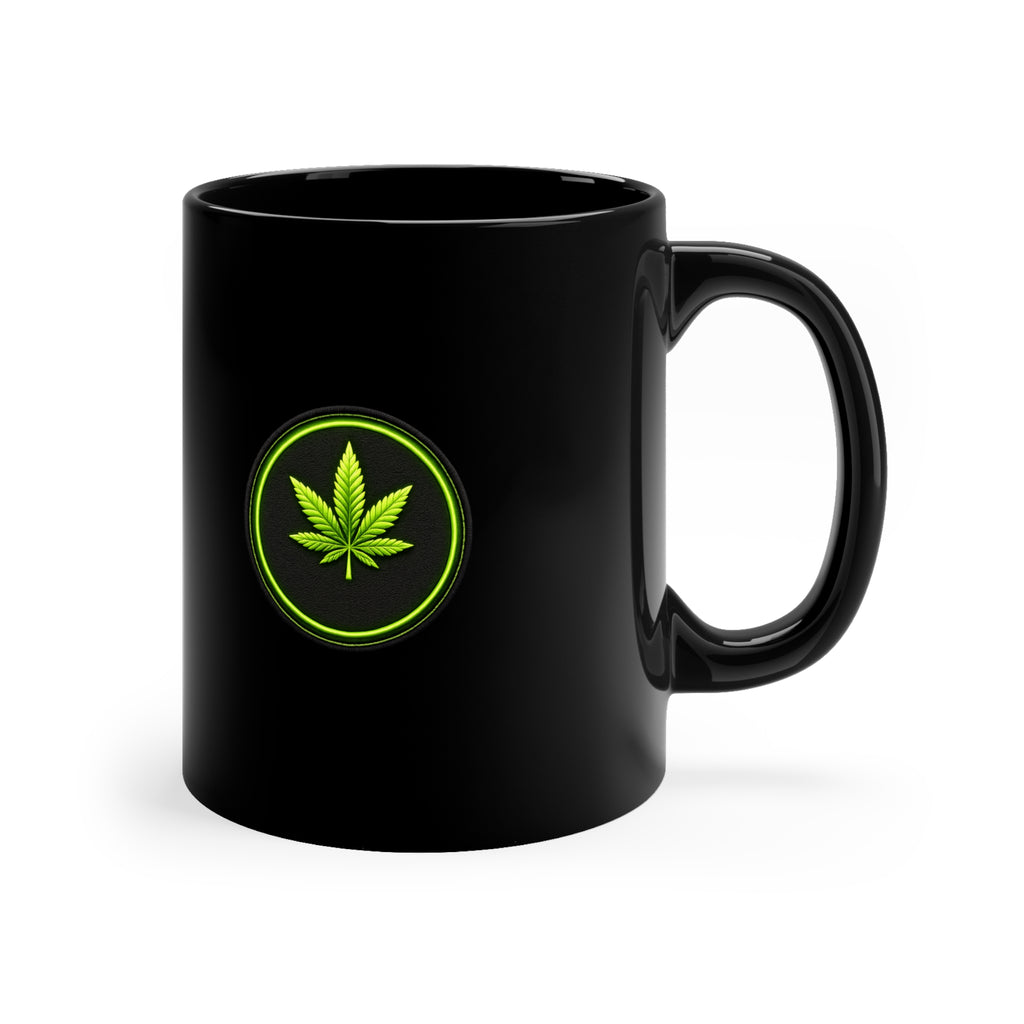 Black Mug — CheabaLeaf Neon Logo Coffee Cup (11 oz)
