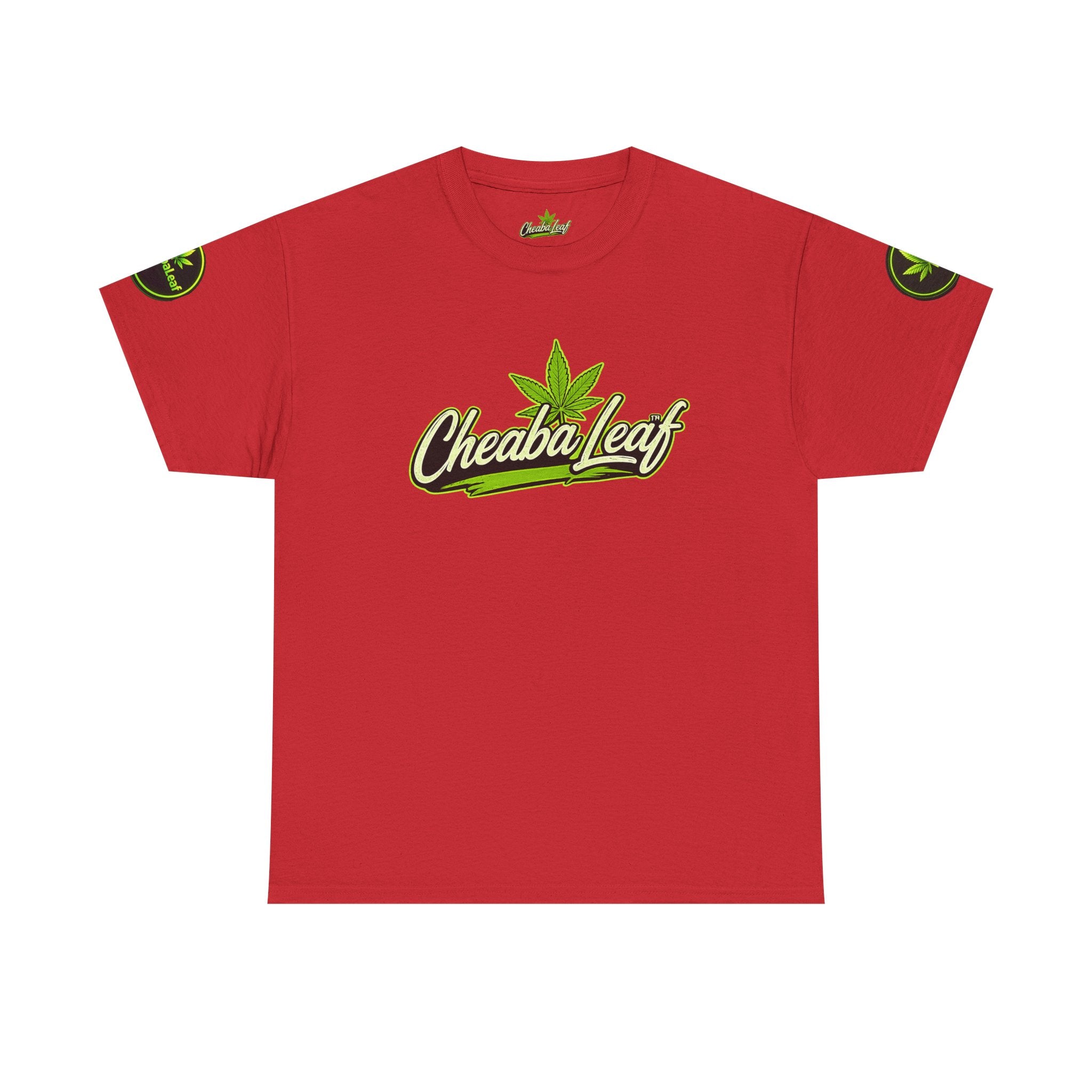 Cheaba Leaf™ Scipt Logo 360 Script Badge Unisex Heavy Cotton Tee – Premium Fit | Streetwear Cannabis Brand