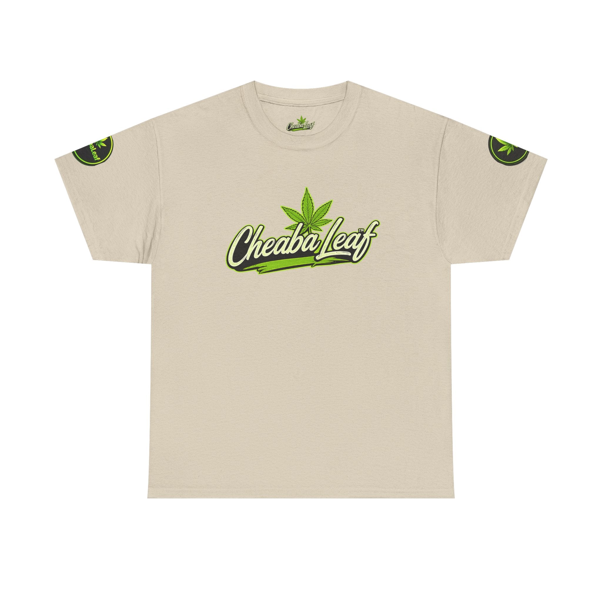 Cheaba Leaf™ Scipt Logo 360 Script Badge Unisex Heavy Cotton Tee – Premium Fit | Streetwear Cannabis Brand