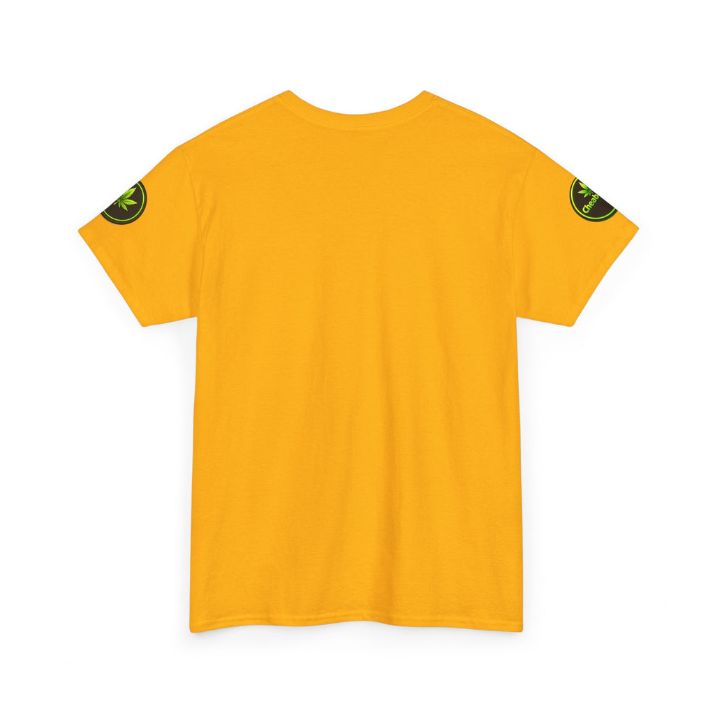 Cheaba Leaf  Graphic Tee — Retro Cannabis Script Logo Front T‑Shirt