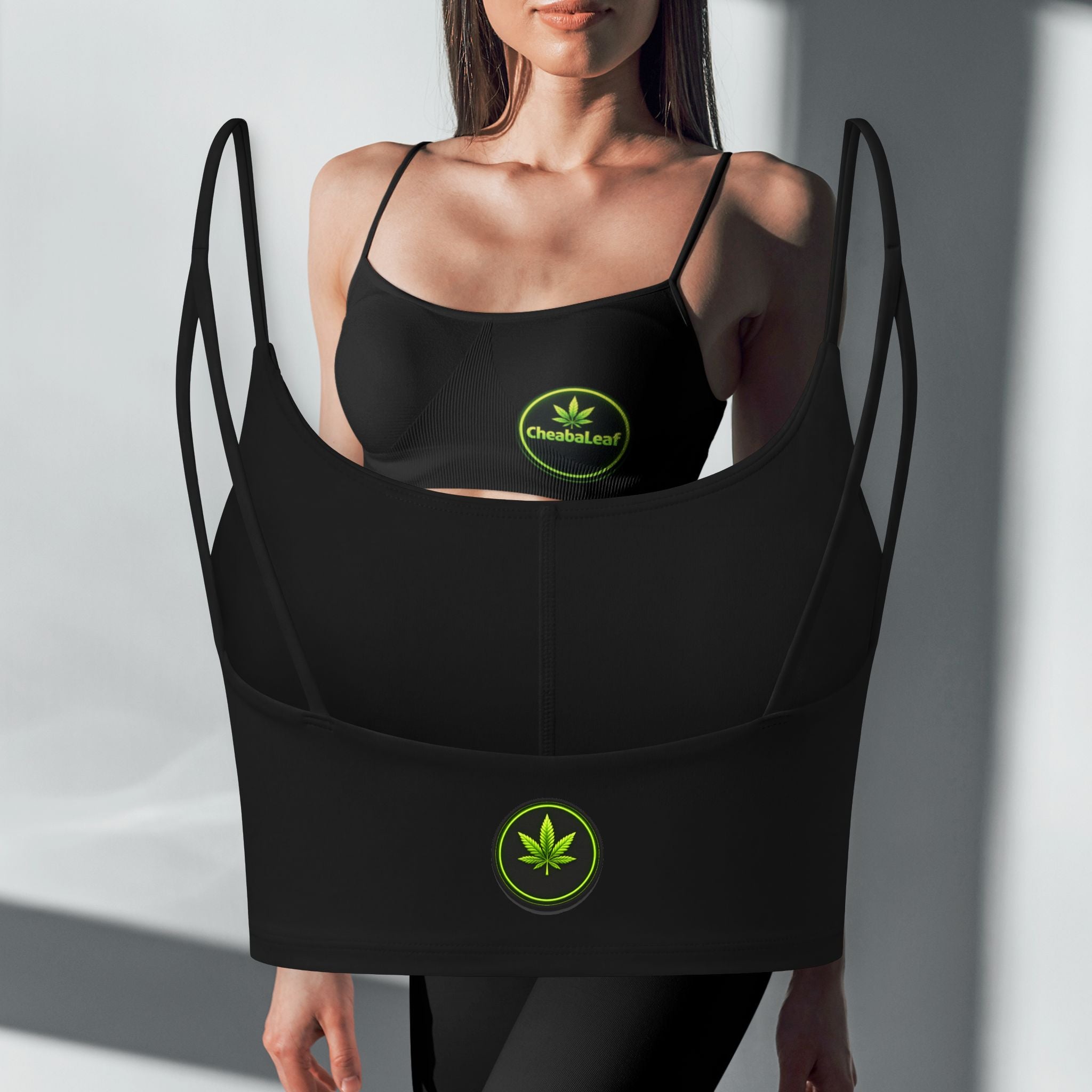 Crop Bra — CheebaLeaf Green Cannabis Badge Logo