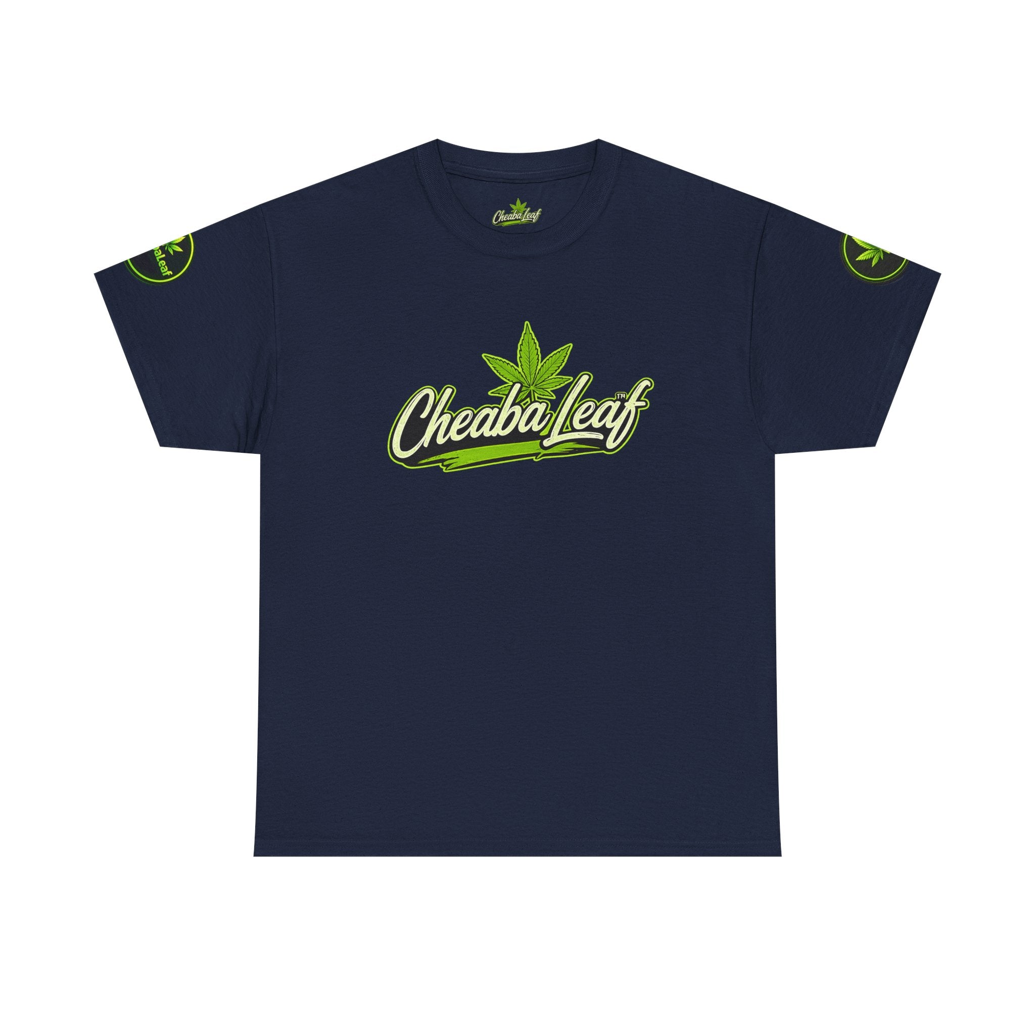 Cheaba Leaf™ Scipt Logo 360 Script Badge Unisex Heavy Cotton Tee – Premium Fit | Streetwear Cannabis Brand