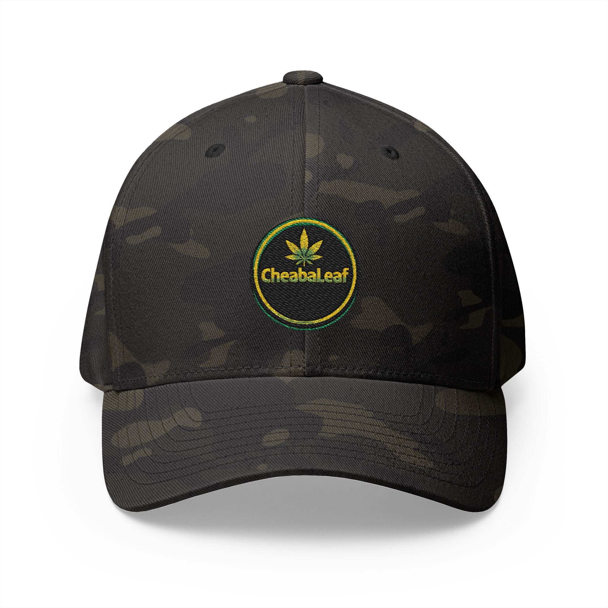 Embroidered 'Cheaba Leaf' Badge Logo Cannabis Cap — Structured Closed-Back Hat