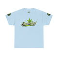Cheaba Leaf  Graphic Tee — Retro Cannabis Script Logo Front T‑Shirt