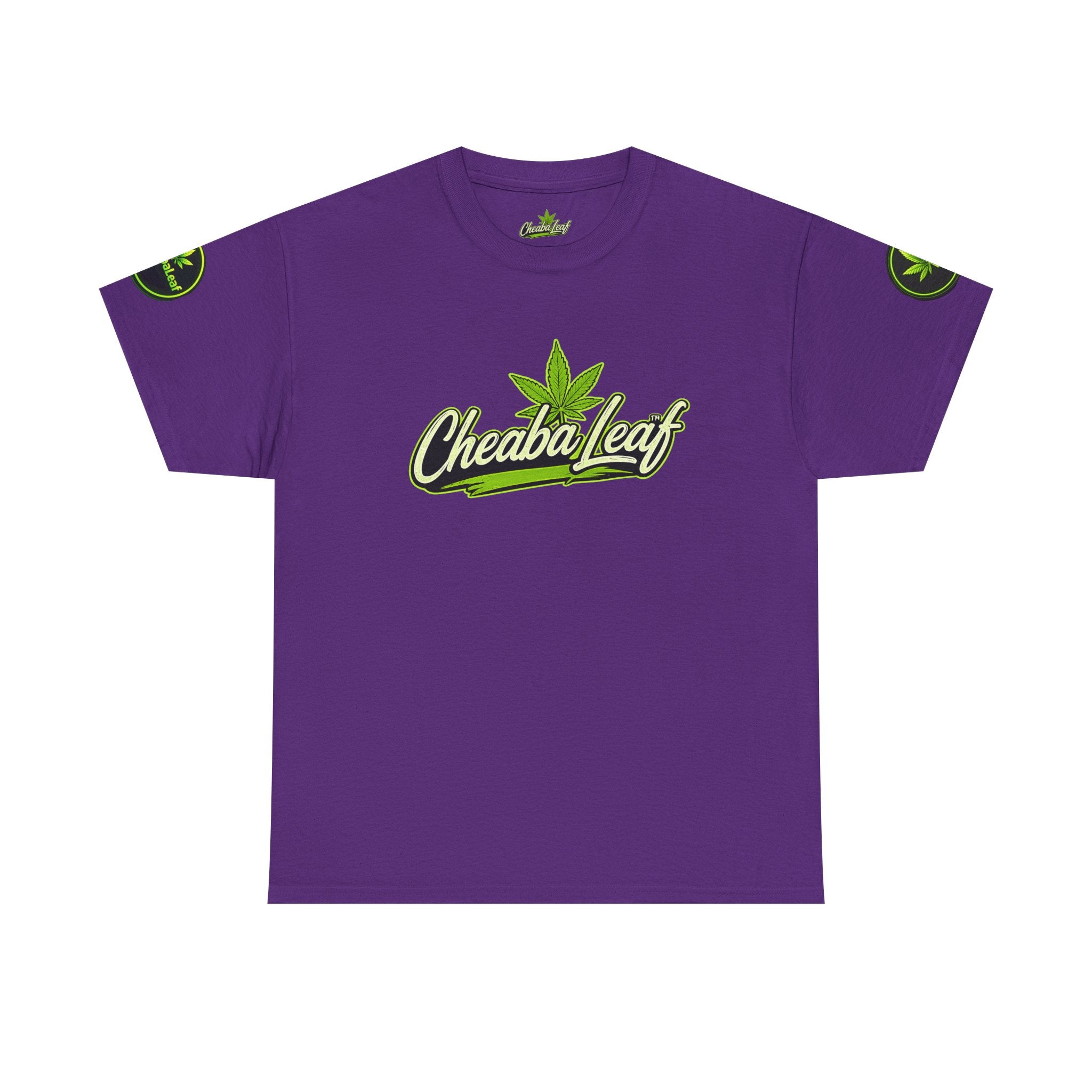 Cheaba Leaf™ Scipt Logo 360 Script Badge Unisex Heavy Cotton Tee – Premium Fit | Streetwear Cannabis Brand