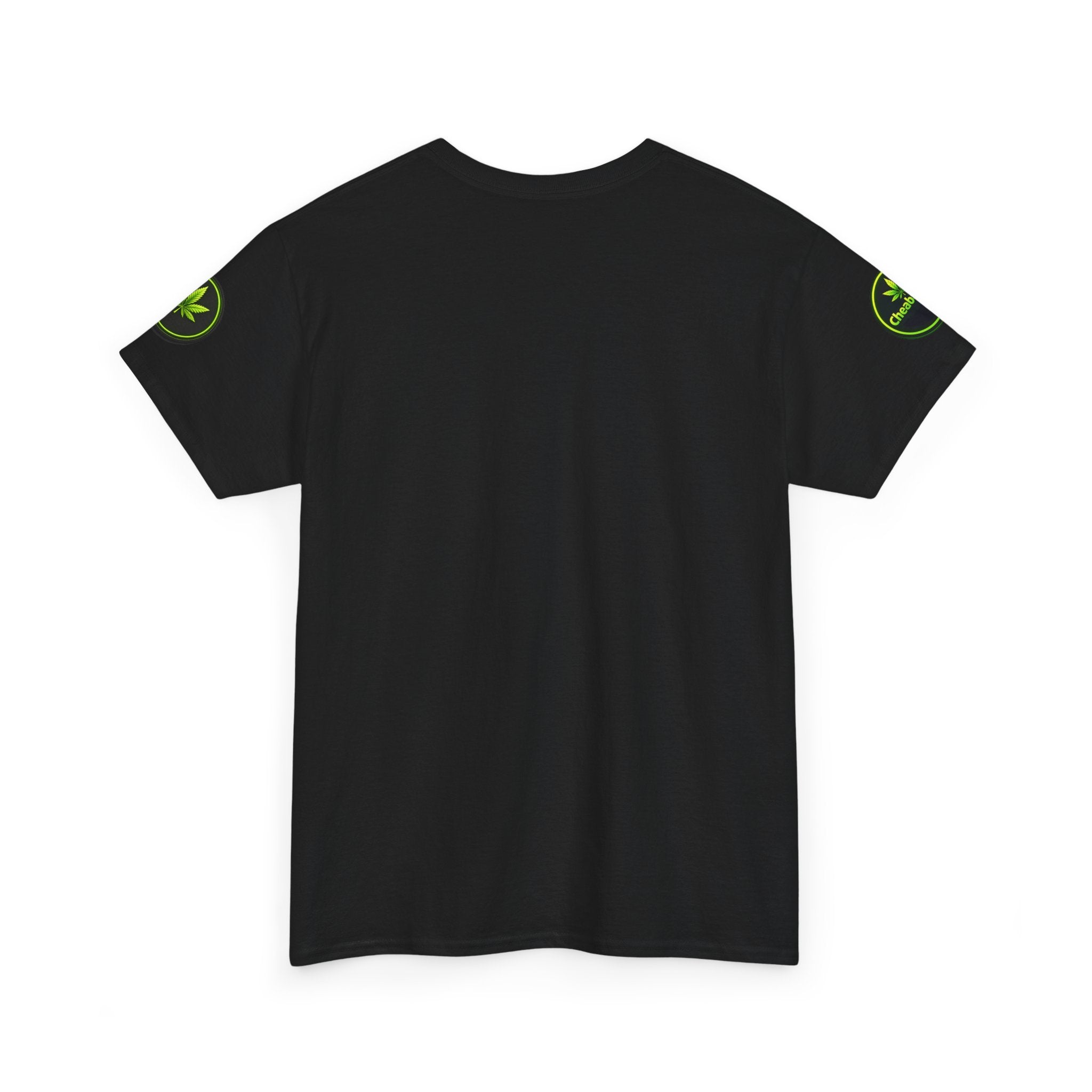 Cheaba Leaf  Graphic Tee — Retro Cannabis Script Logo Front T‑Shirt